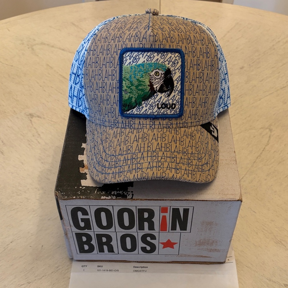 Goorin Bros Blue and Tan Parrot OMGSTFU Loud Cap